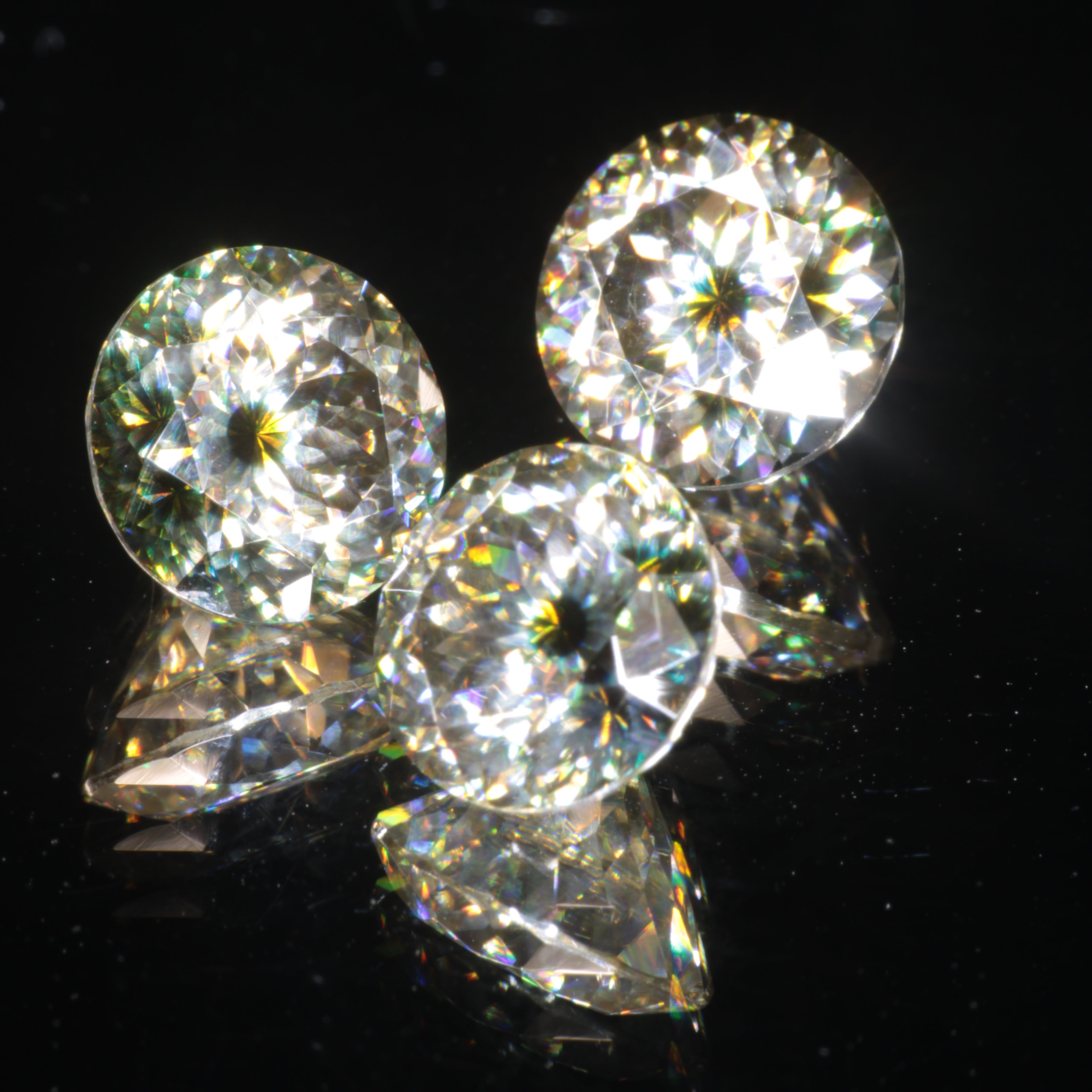 Moissanite Eyes, Loose Round Cut Bicolor Moissanites