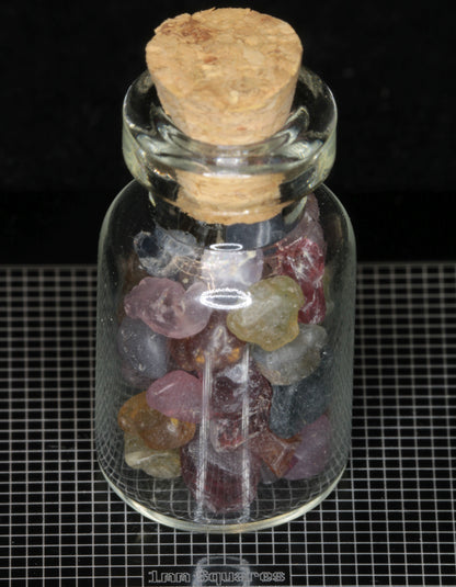 Gem Vials: Natural Kornerupine, Garnet, and Tunduru stones, mixed Popout Stones and Pearls