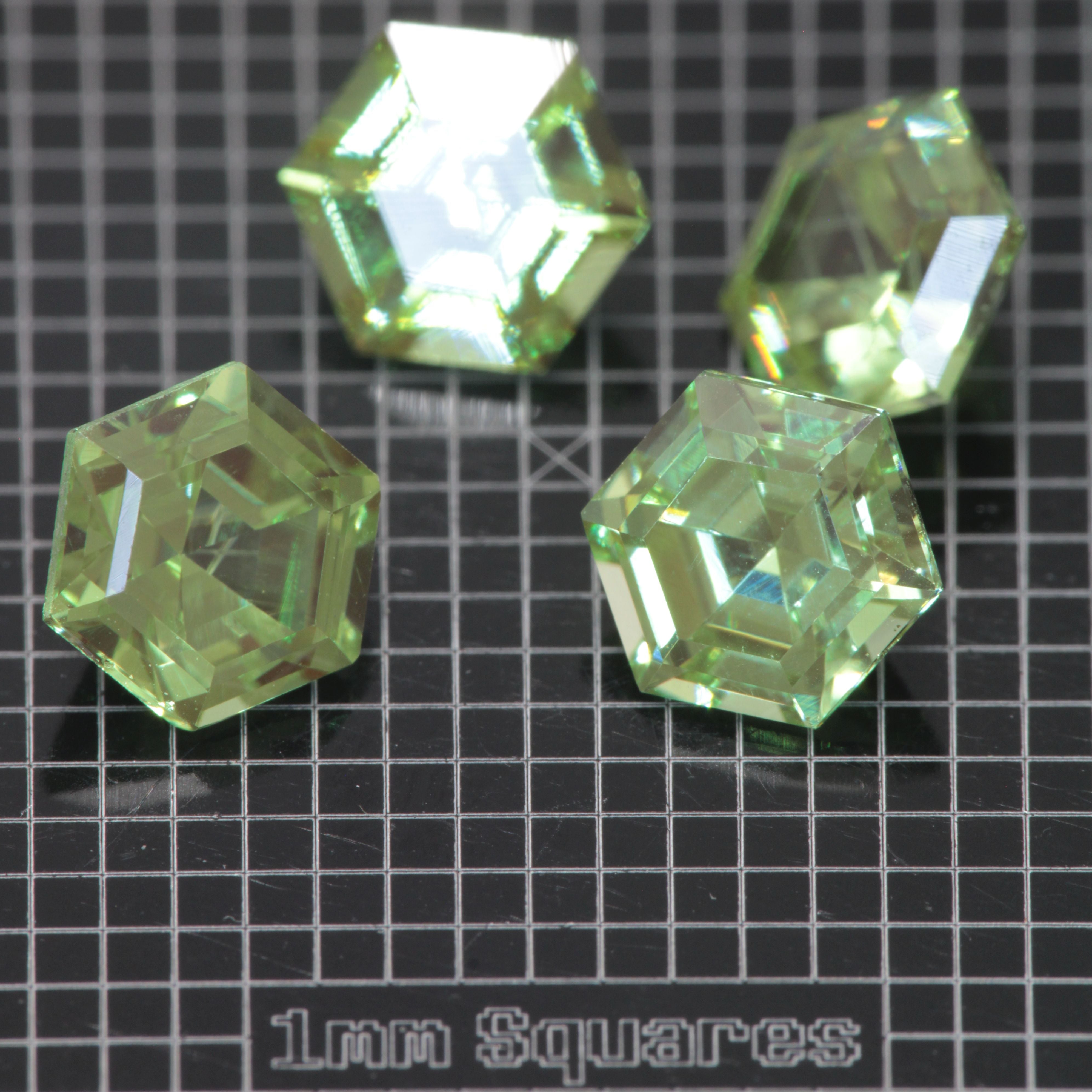 Faceted Hex Mint Garnet YAG:Cr3+ Gem