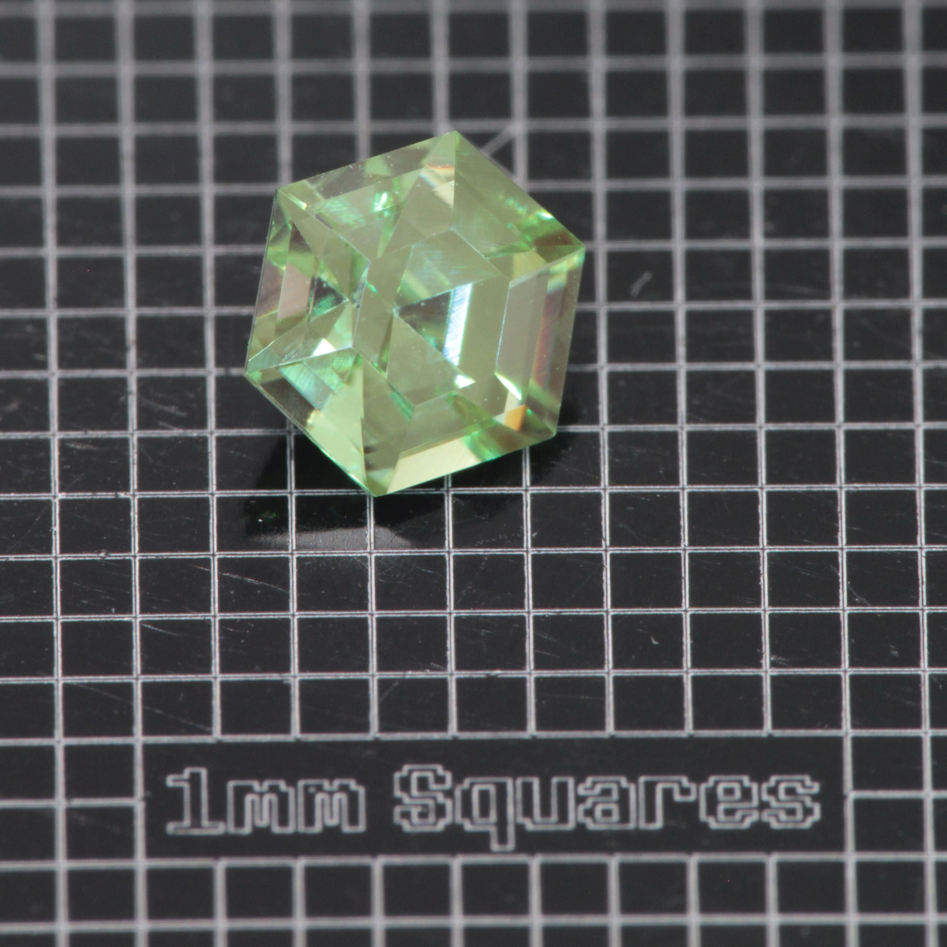 Faceted Hex Mint Garnet YAG:Cr3+ Gem