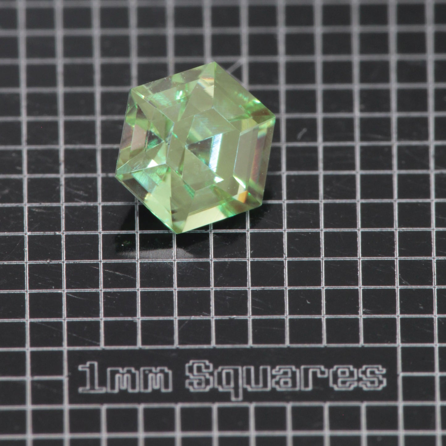 Faceted Hex Mint Garnet YAG:Cr3+ Gem