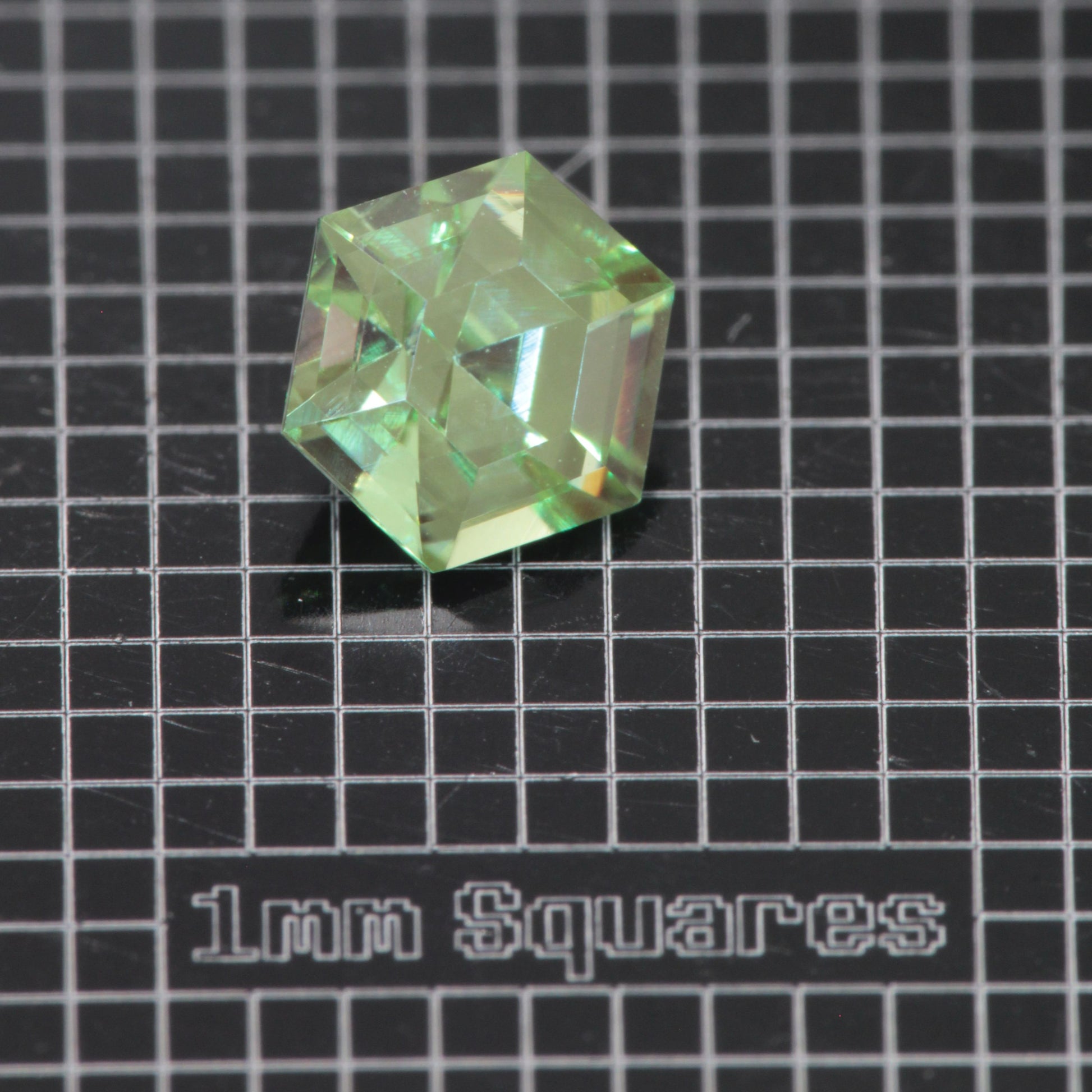 Faceted Hex Mint Garnet YAG:Cr3+ Gem
