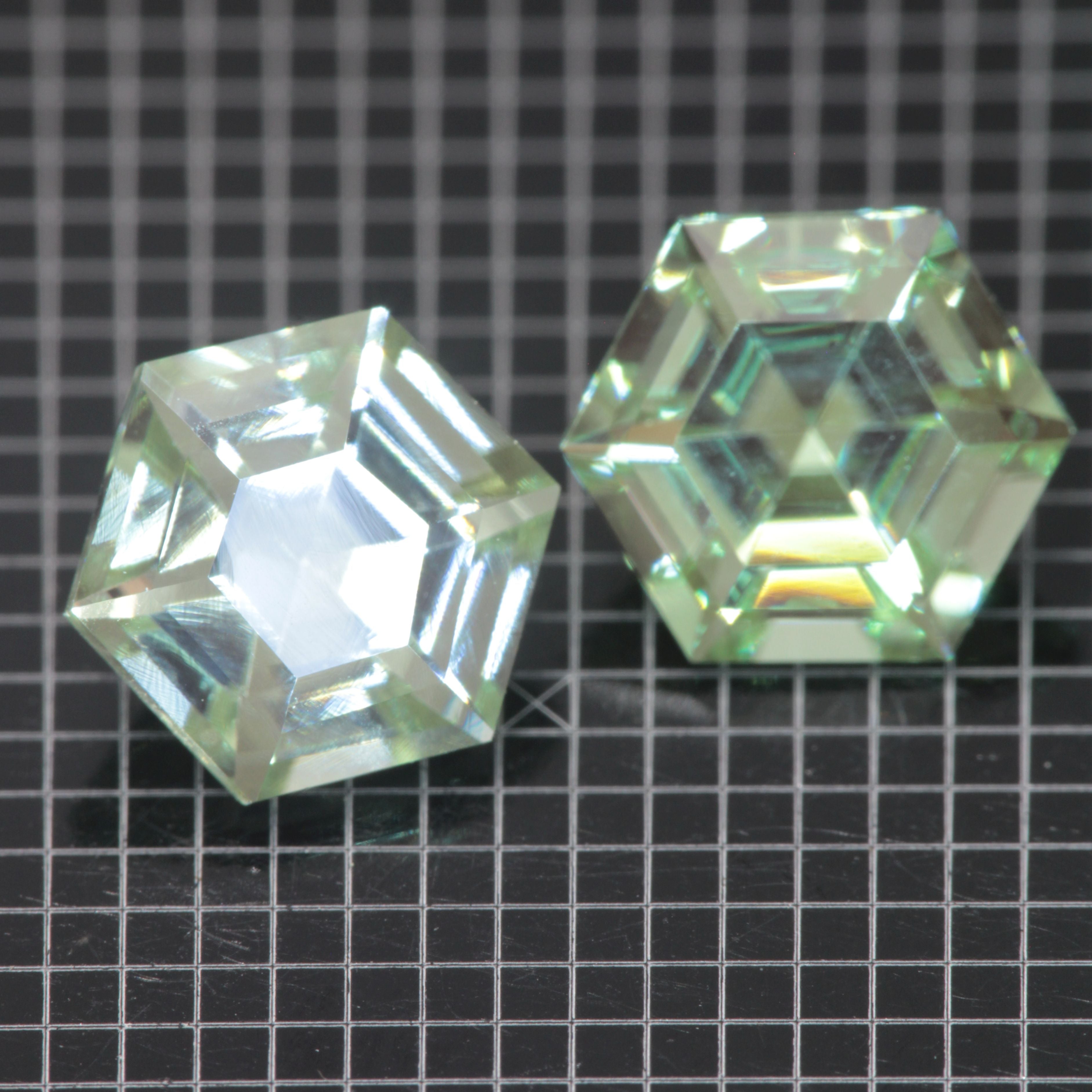 Faceted Hex Mint Garnet YAG:Cr3+ Gem