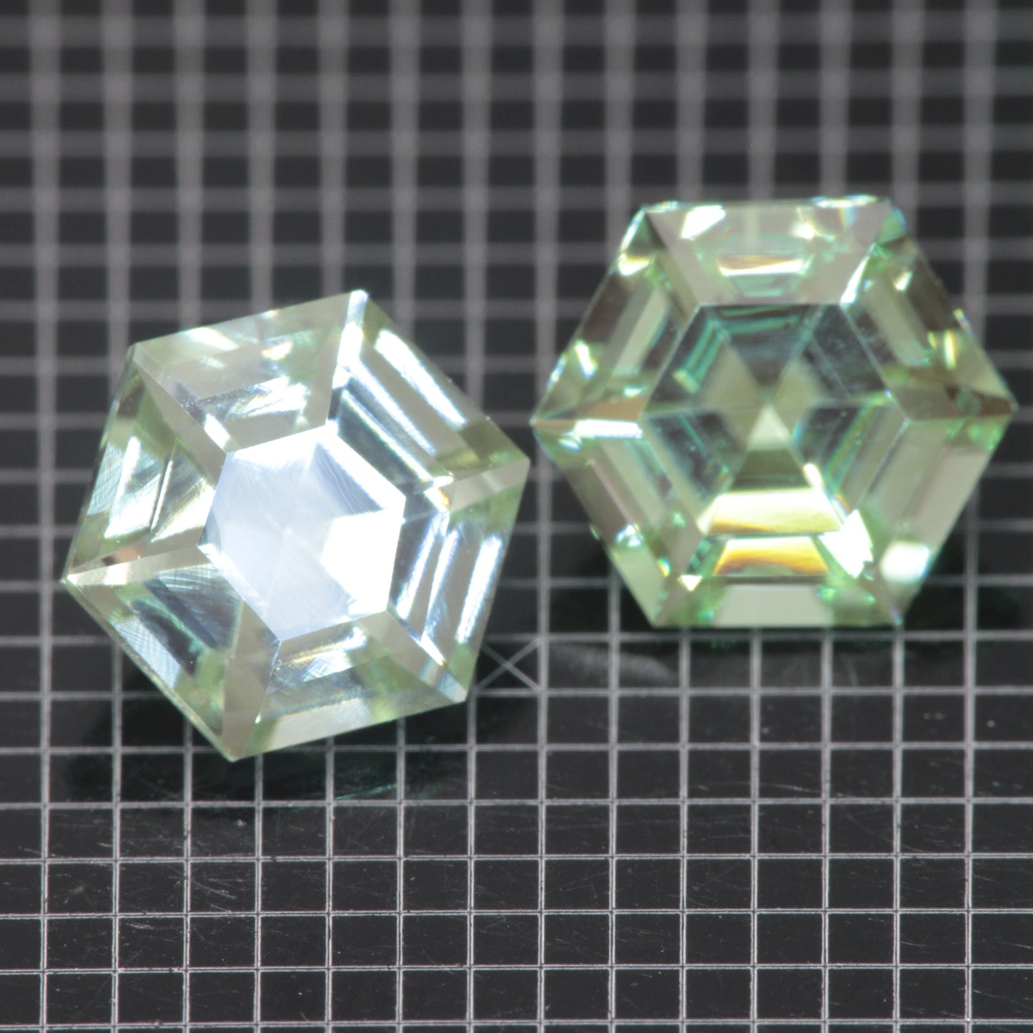 Faceted Hex Mint Garnet YAG:Cr3+ Gem