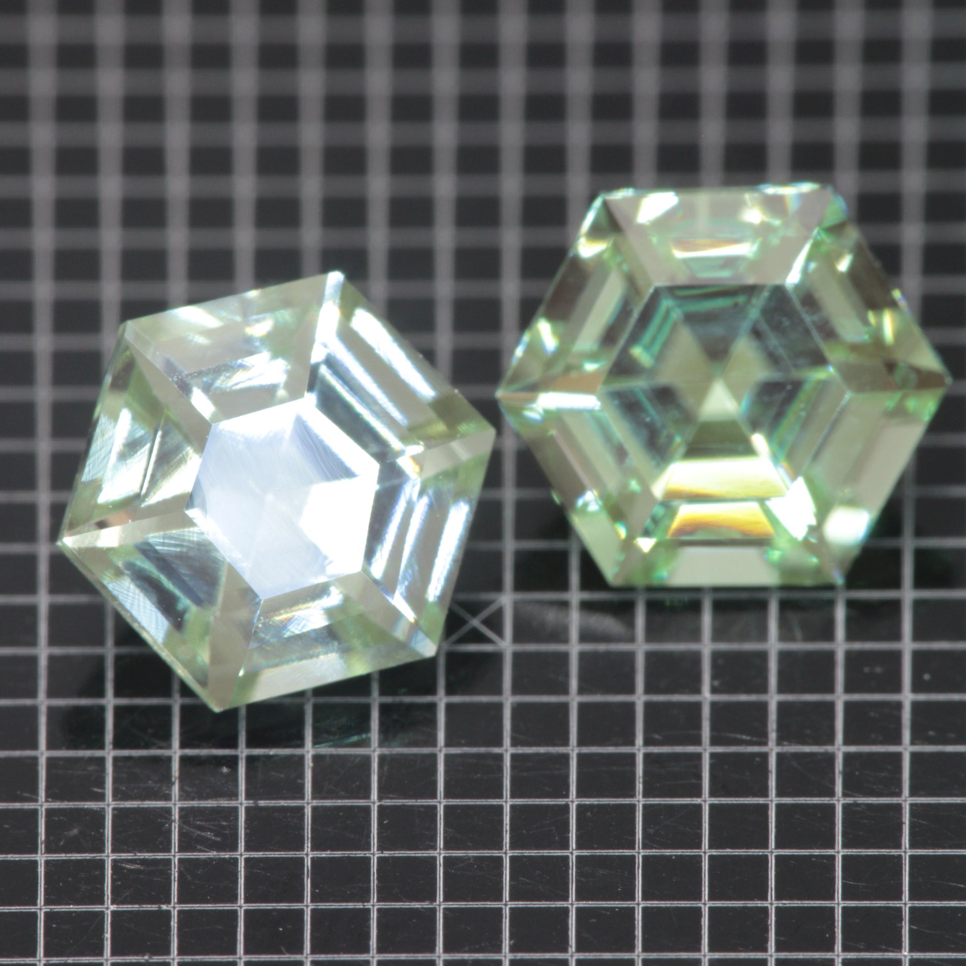 Faceted Hex Mint Garnet YAG:Cr3+ Gem
