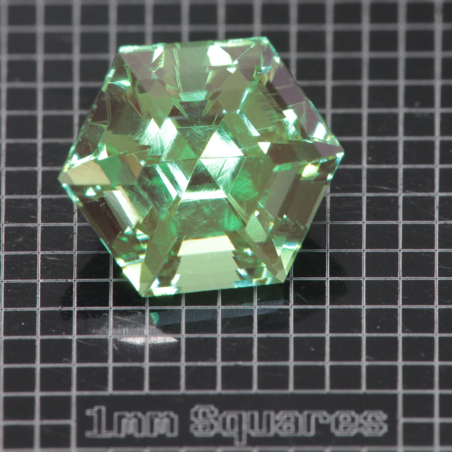 Faceted Hex Mint Garnet YAG:Cr3+ Gem