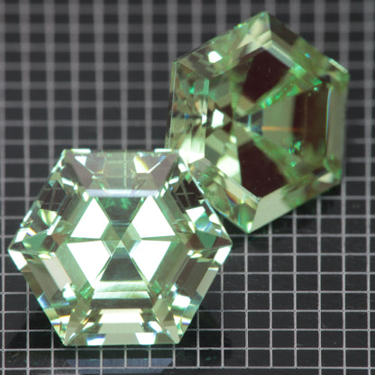 Faceted Mint YAG Hexagon Gemstone
