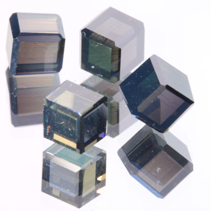 Polished Dark Dichroic Cube (Wonky) showing yellow and blue axes