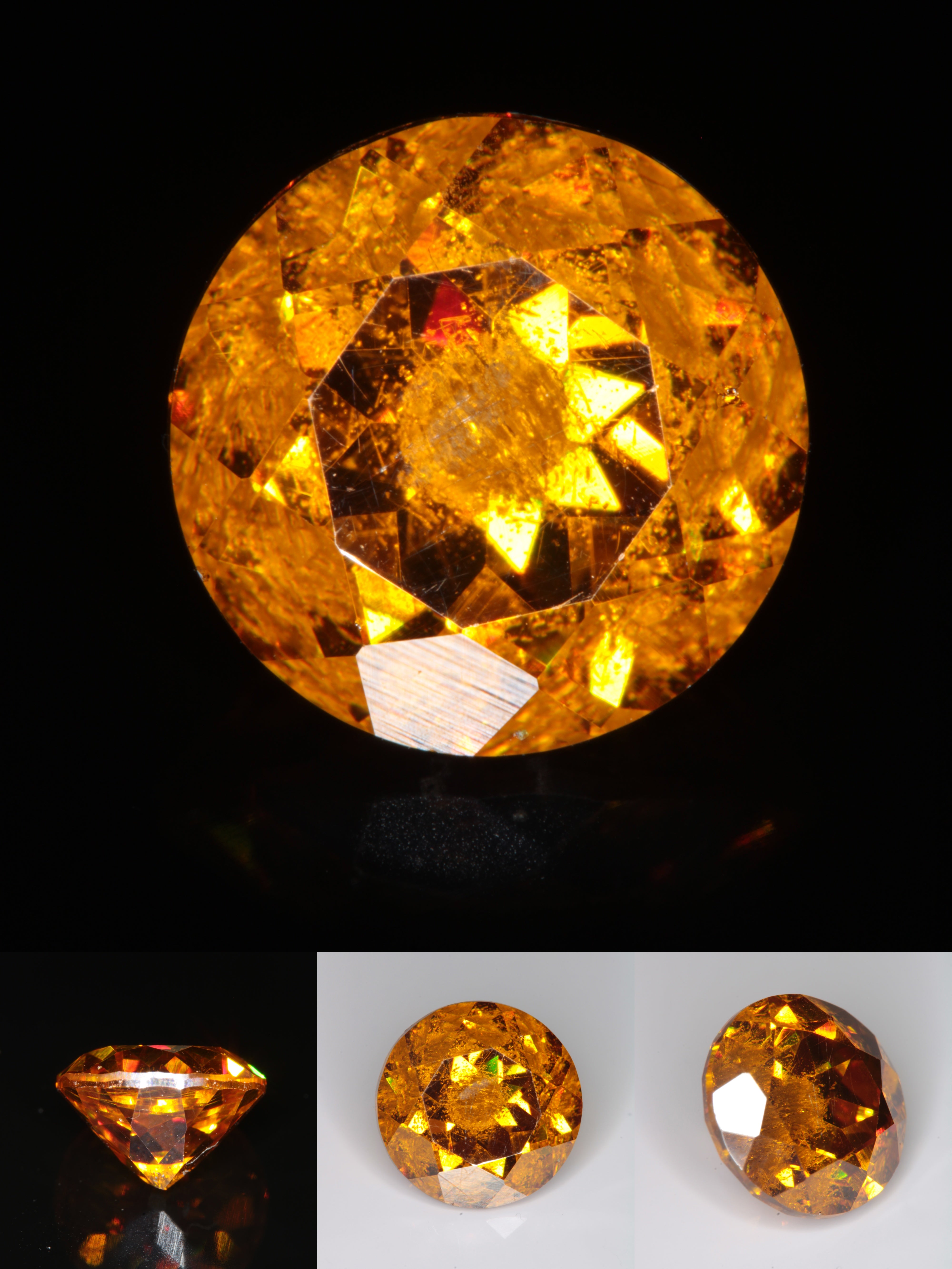Faceted BGO-20 Orange Round (Scratched Out Eye) Gemstone