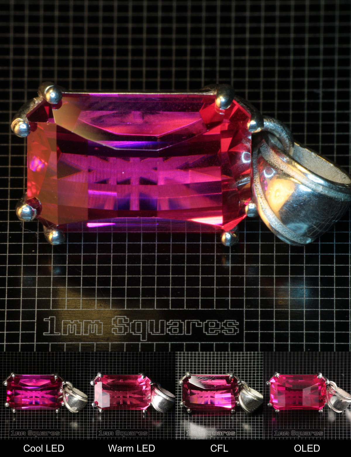 Soviet Ruby Magenta Ruby Pixel Pendant in Sterling Silver