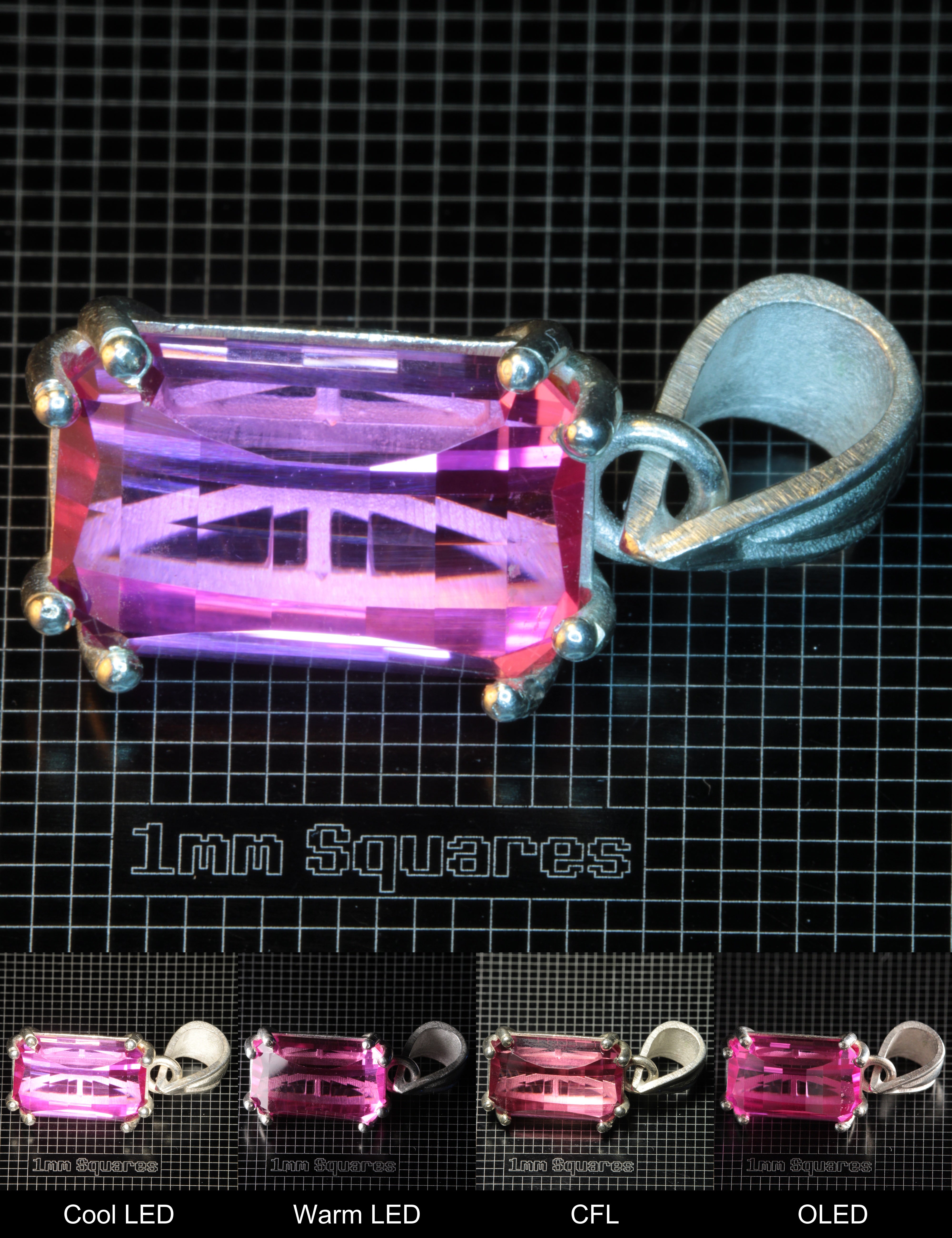 Soviet Ruby Rose Ruby Pixel Pendant in Sterling Silver