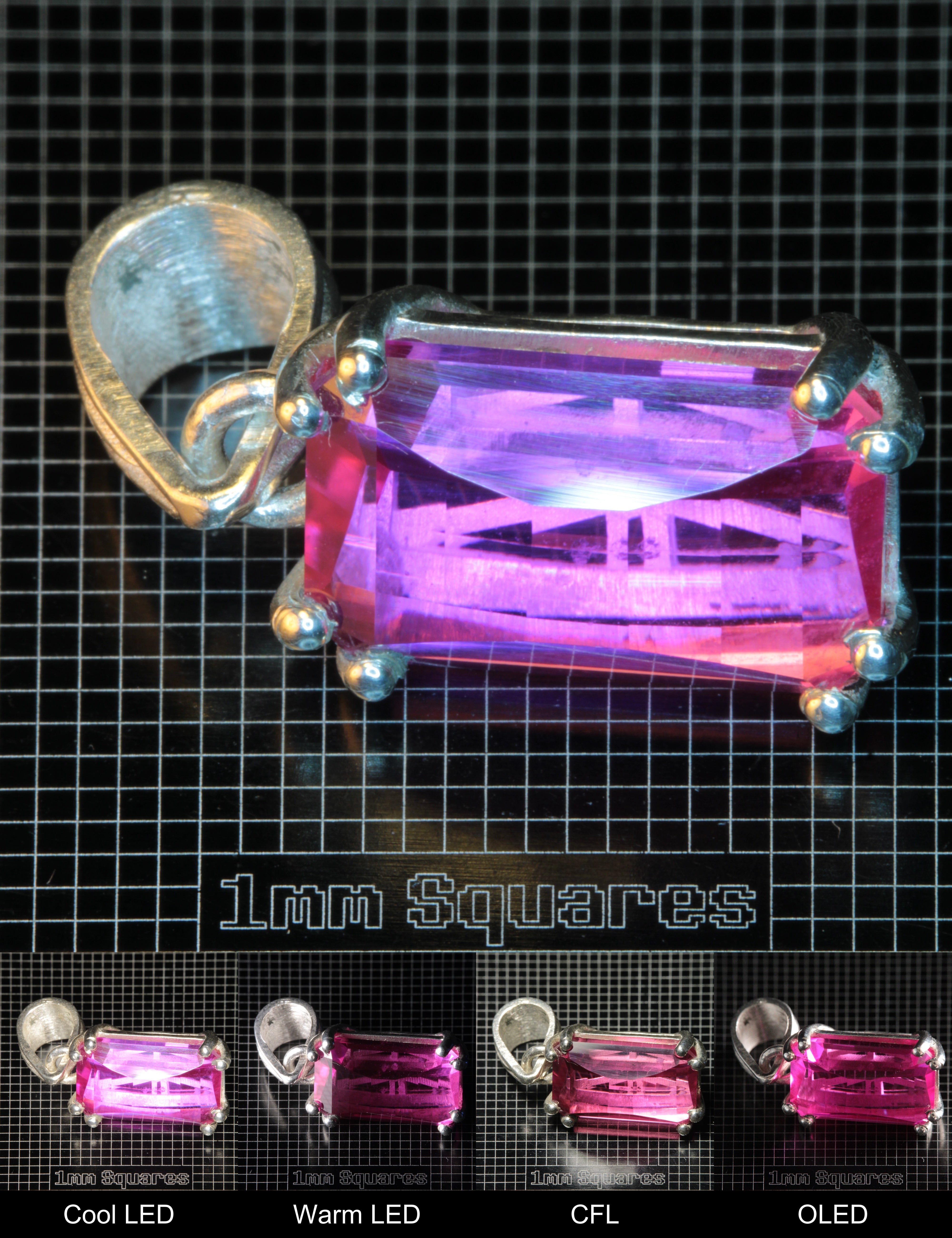 Soviet Ruby Pink Ruby Pixel Pendant in Sterling Silver