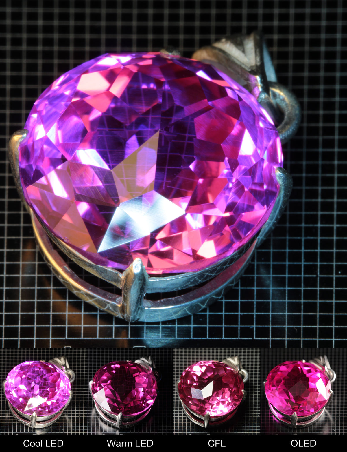 Soviet Ruby Pink Ruby Round Pendant in Sterling Silver