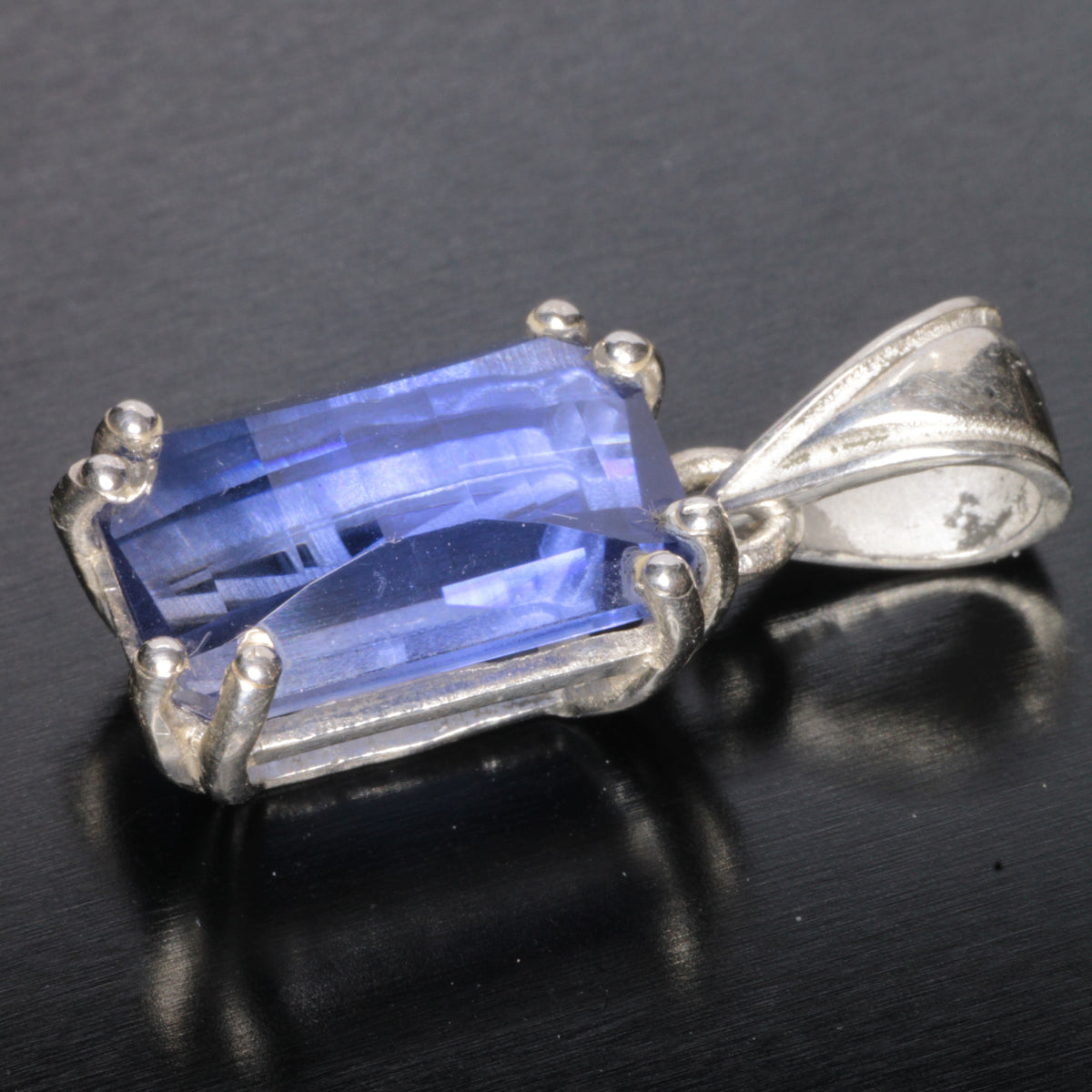 Faceted Blue Sapphire Pixel Gemstone Pendant