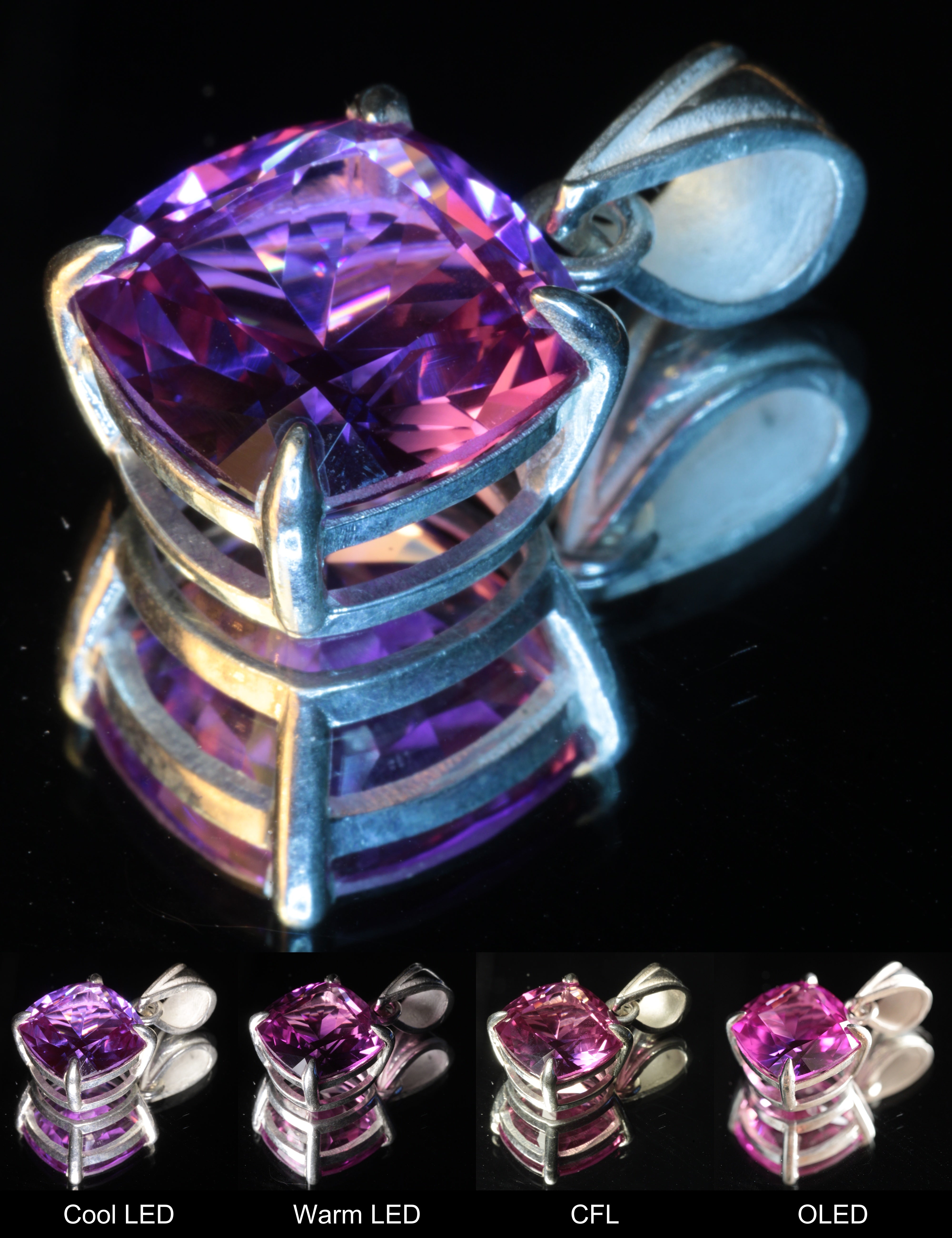 Purple Sapphire Cushion Pendant