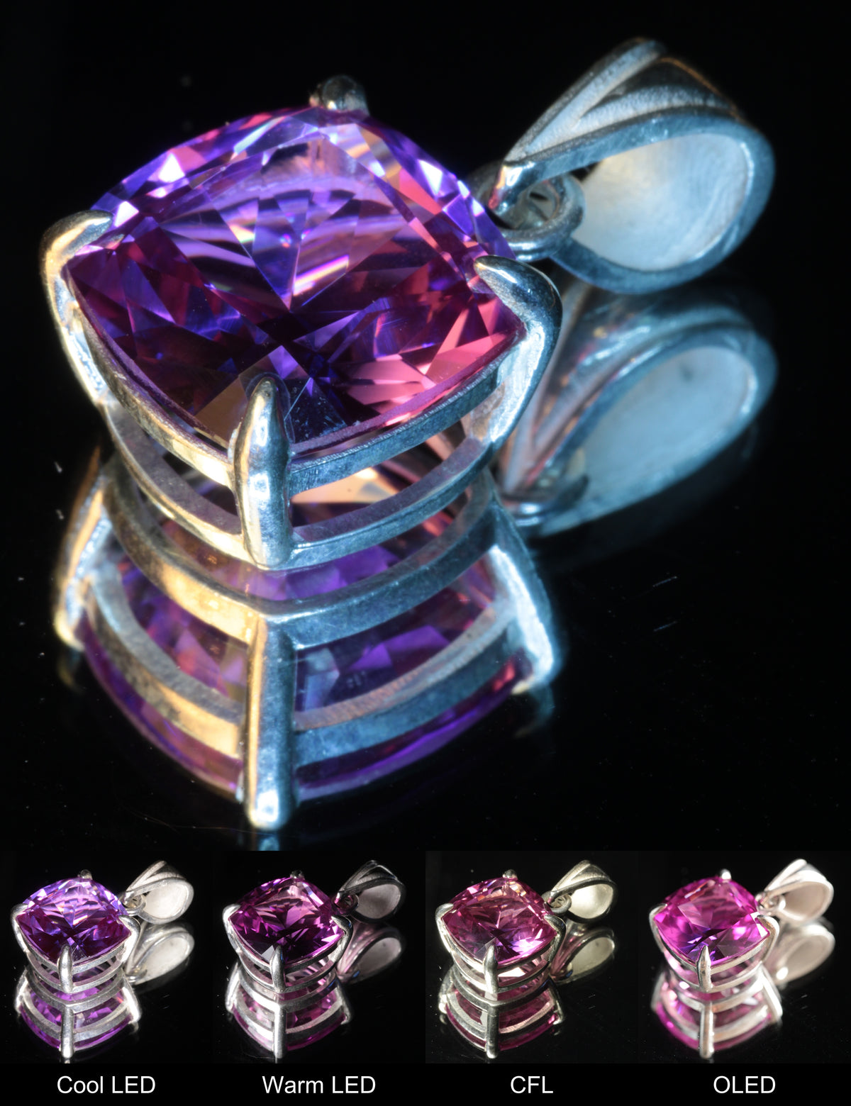 Purple Sapphire Cushion Pendant