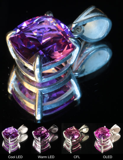 Purple Sapphire Cushion Pendant
