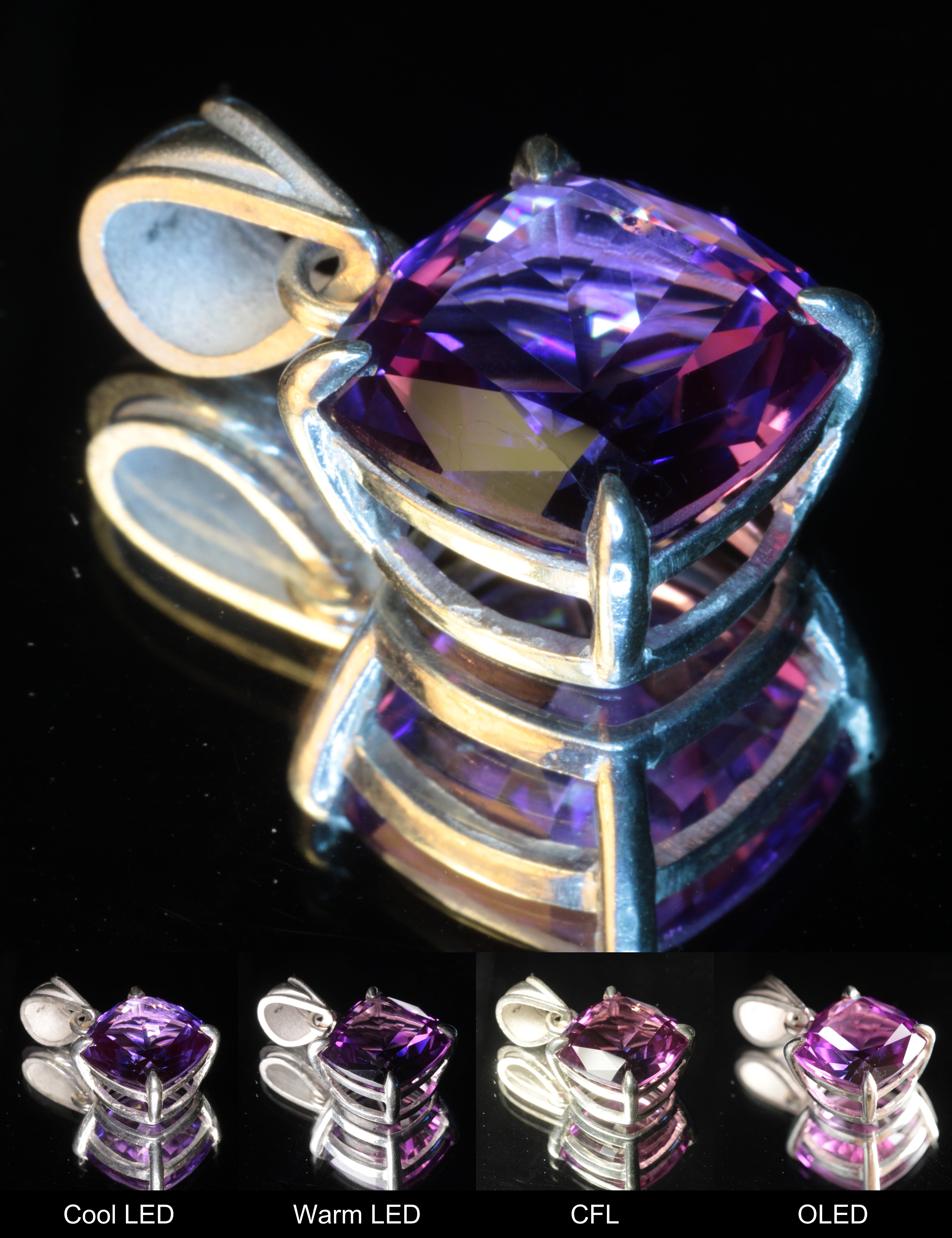 Purple Sapphire Cushion Pendant