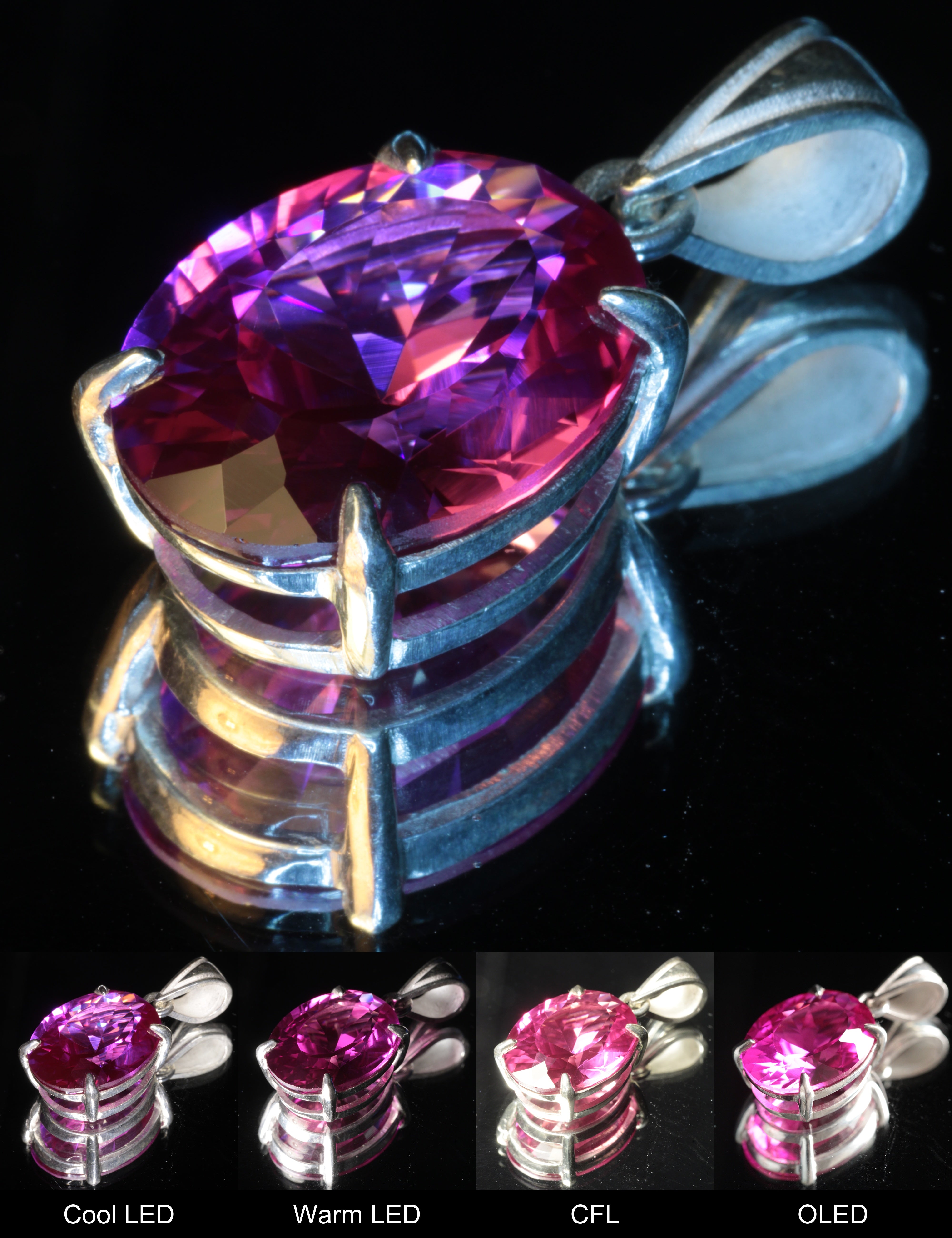 Purple Sapphire Oval Pendant