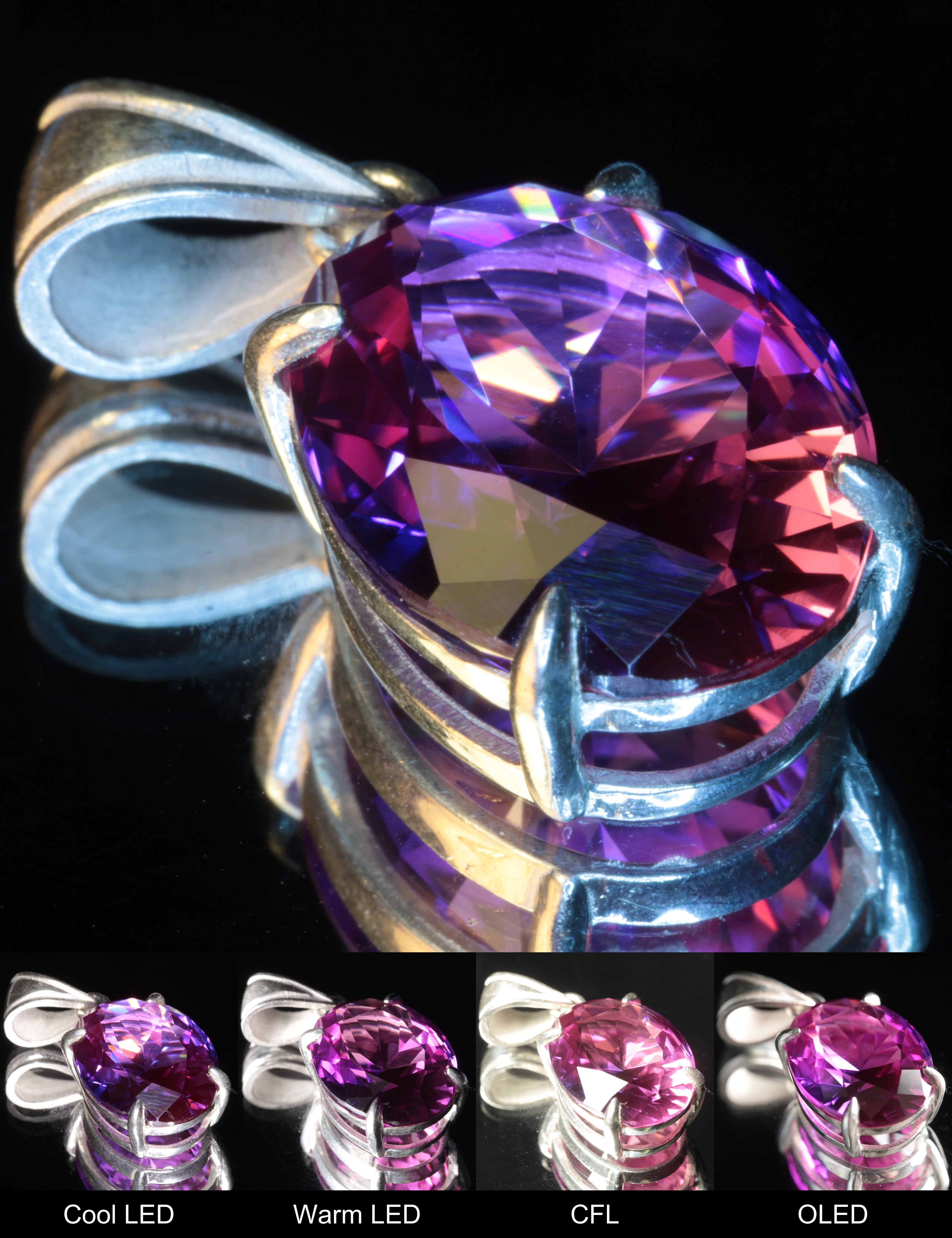 Purple Sapphire Oval Pendant