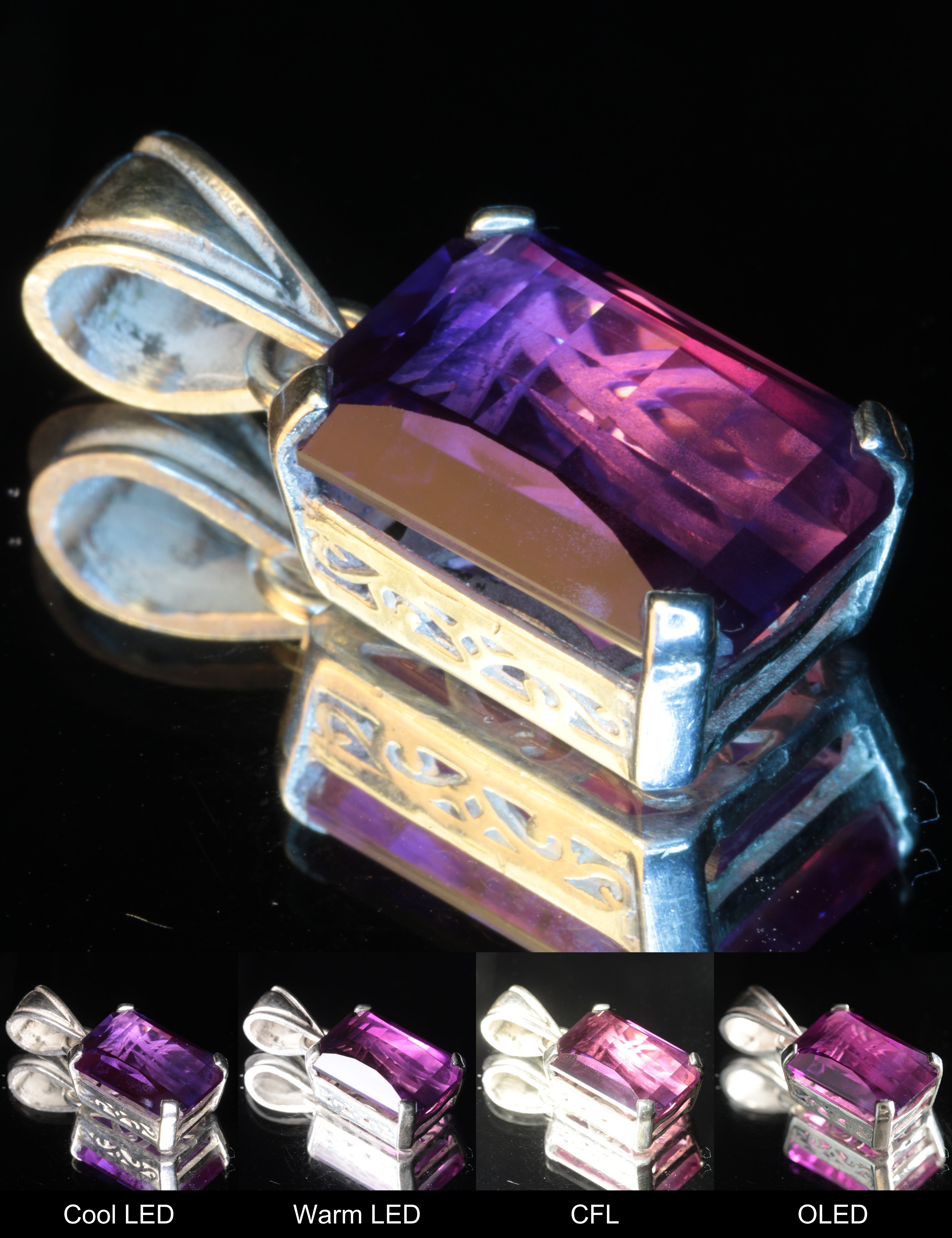 Purple Sapphire Pixel Pendant