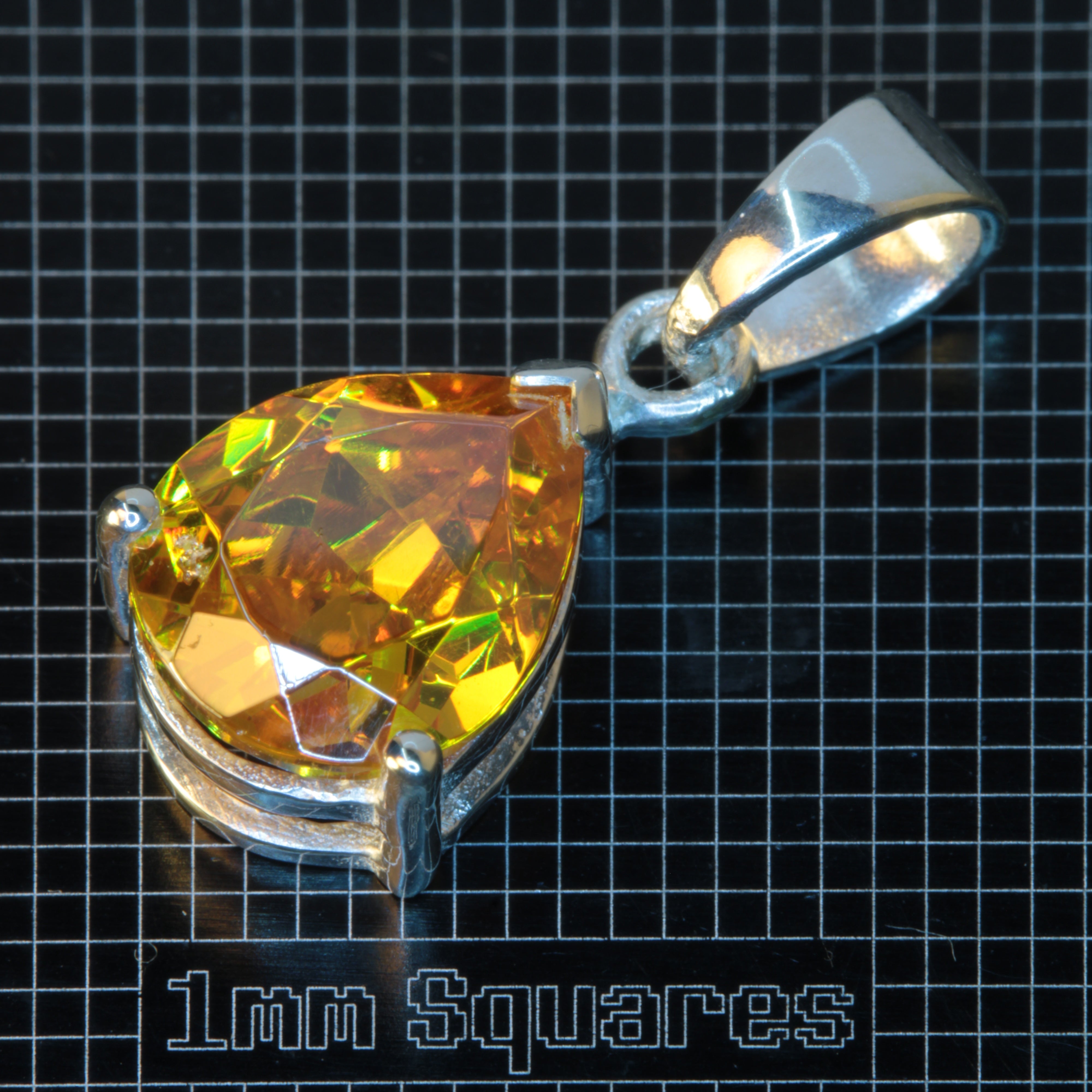 BGO-20 Teardrop Pendant in Sterling Silver on a 1 mm Grid