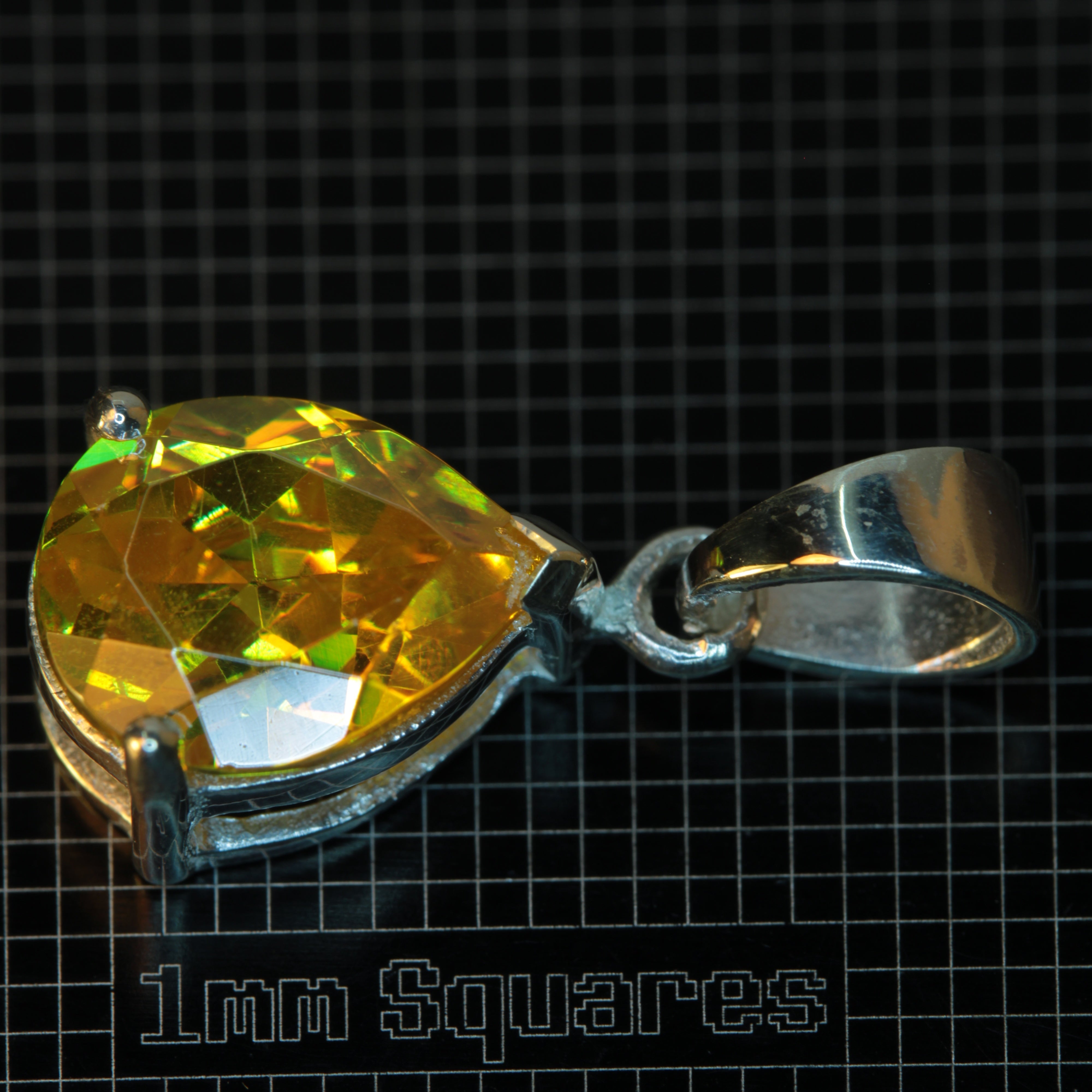 BGO-20 Teardrop Pendant in Sterling Silver on a 1 mm Grid