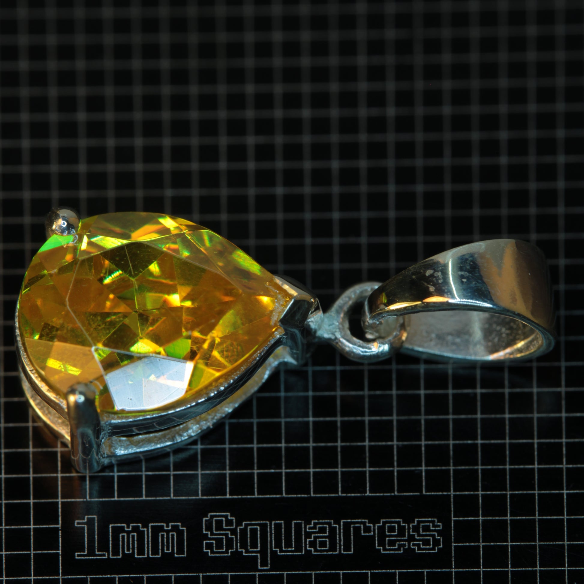 BGO-20 Teardrop Pendant in Sterling Silver on a 1 mm Grid