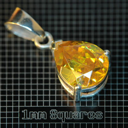 BGO-20 Teardrop Pendant in Sterling Silver on a 1 mm Grid
