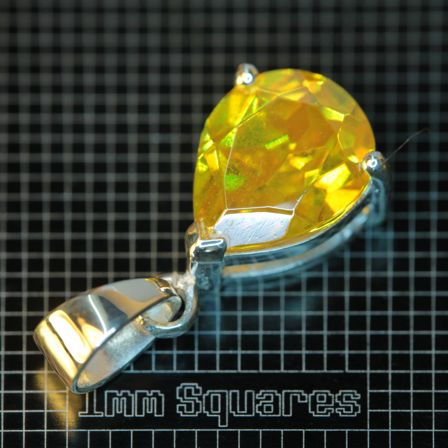 BGO Teardrop Pendant in Sterling Silver on a 1 mm Grid