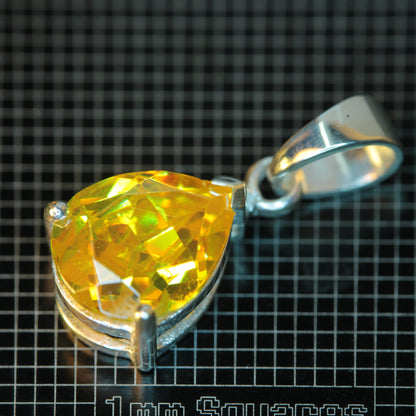 Sillenite BGO Teardrop Pendant in Sterling Silver on a 1 mm Grid