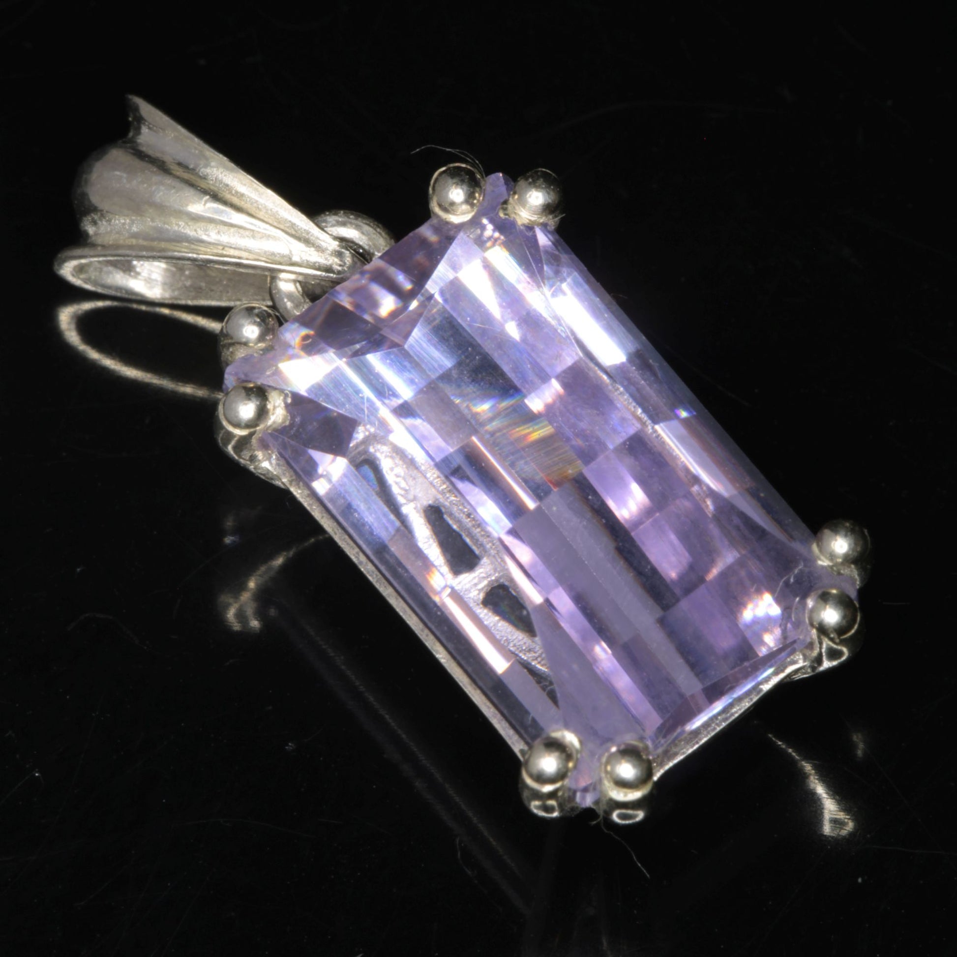 Faceted Nd:YAG Pixel Cut Gem Pendant