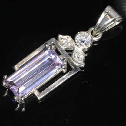Faceted Nd:YAG Art Deco Bar Gem Pendant