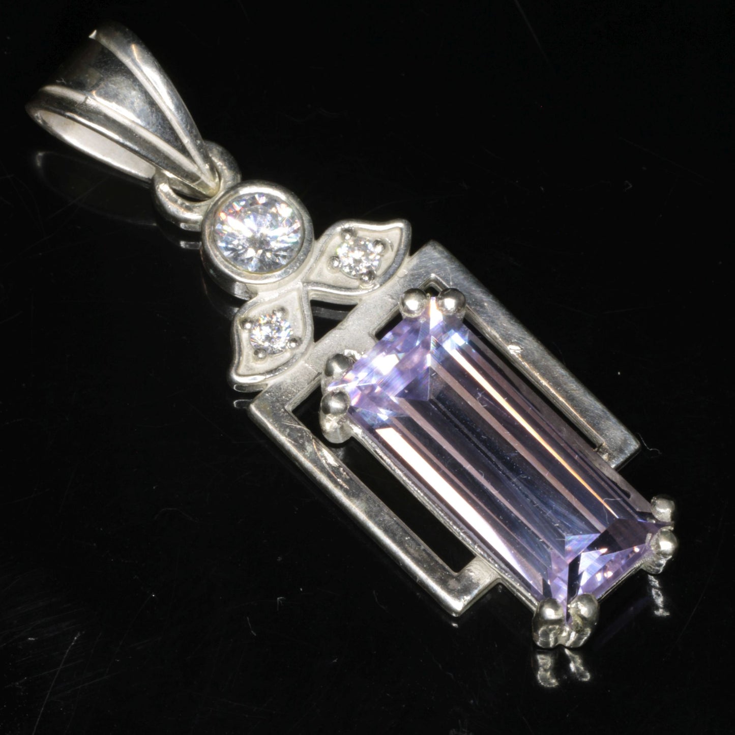 Faceted Nd:YAG Art Deco Bar Gem Pendant