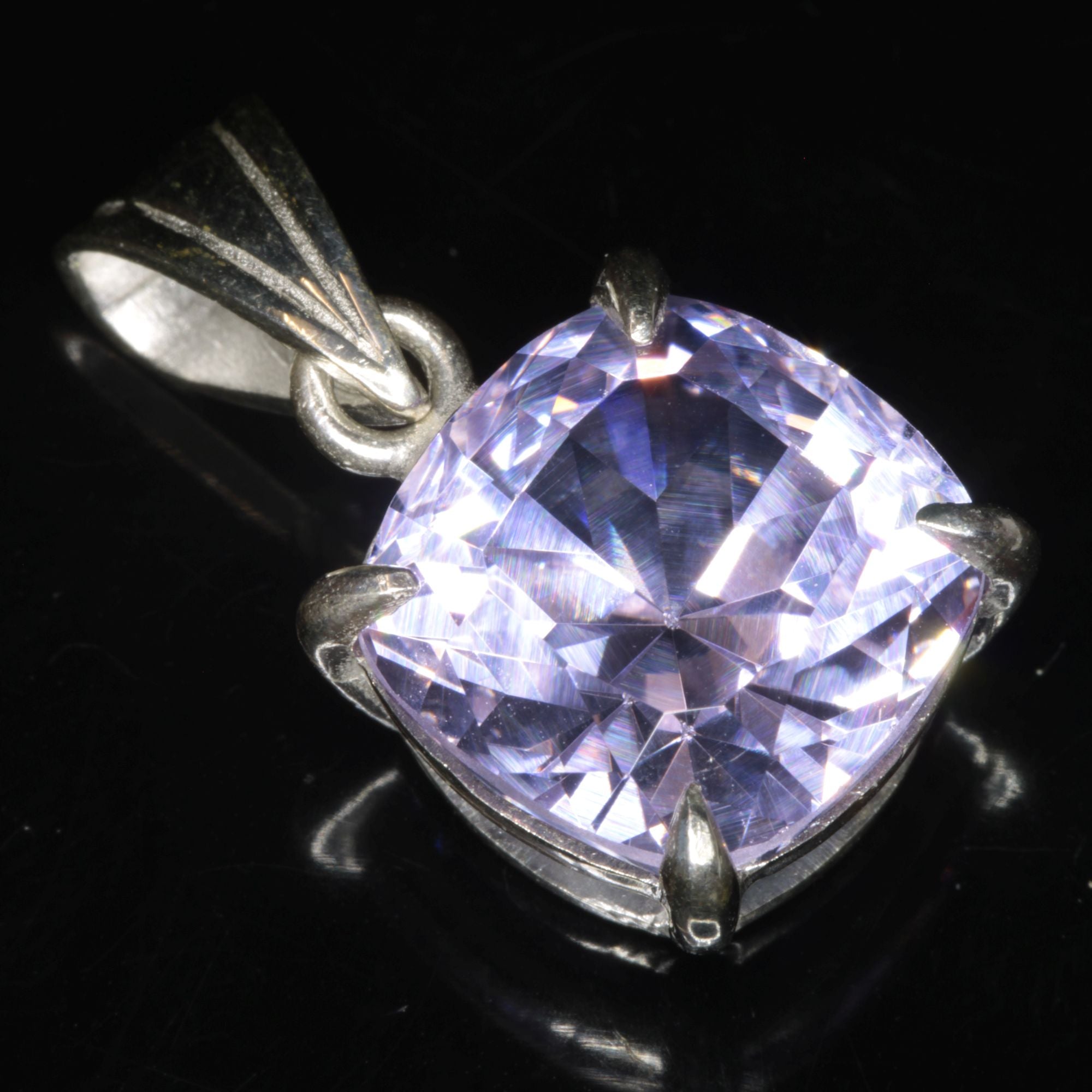 Faceted Nd:YAG Cushion Gem Pendant