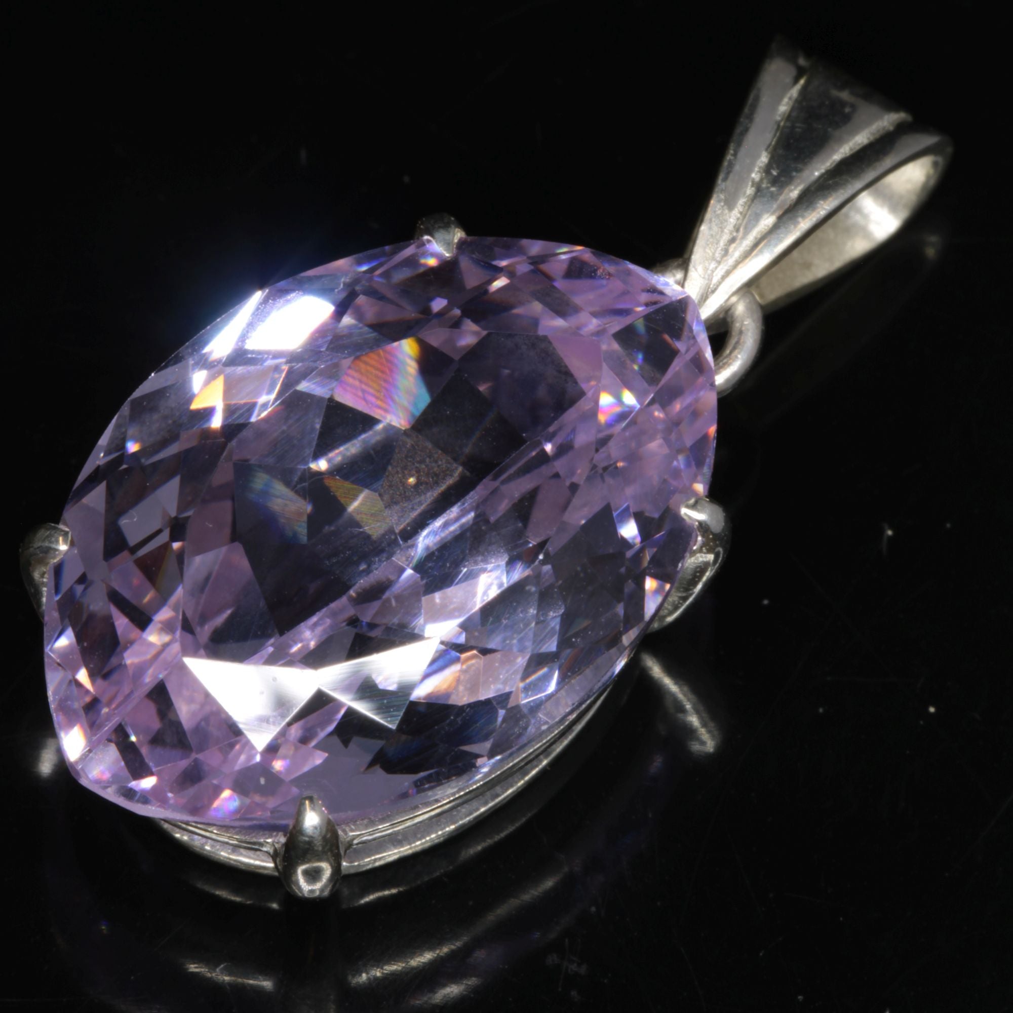 Faceted Nd:YAG Marquise Oval Gem Pendant