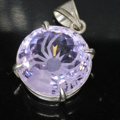 Faceted Nd:YAG Spider Round Gem Pendant