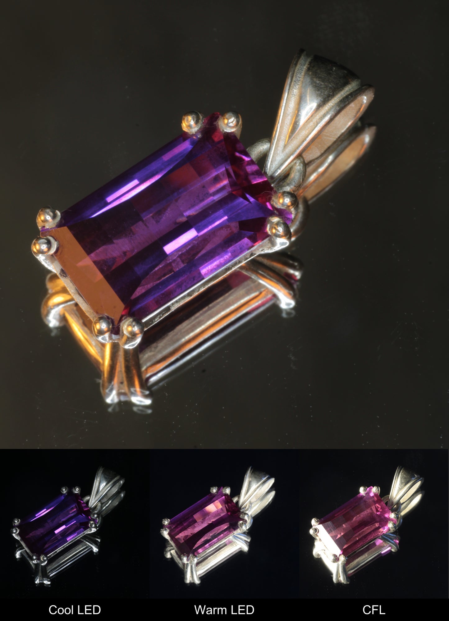 Faceted Pixel Cut Purple Sapphire Pendant