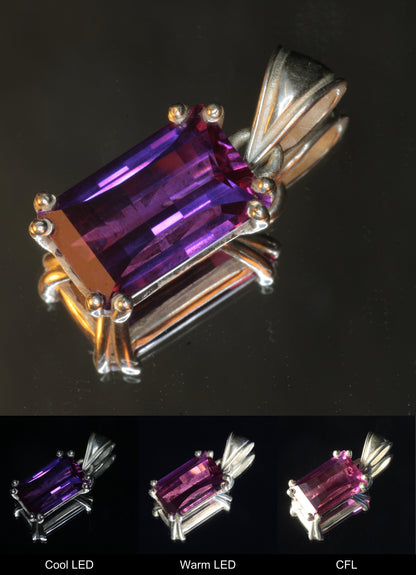 Faceted Pixel Cut Purple Sapphire Pendant