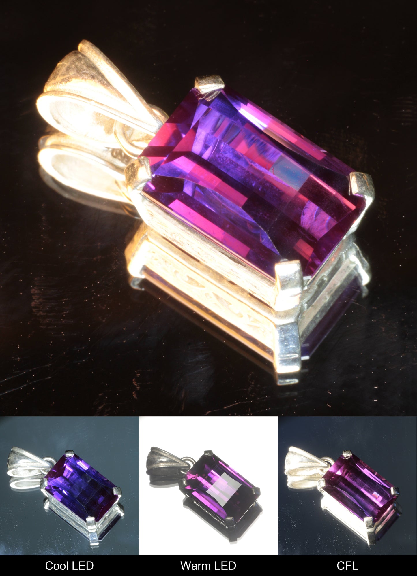 Faceted Pixel Cut Purple Sapphire Pendant