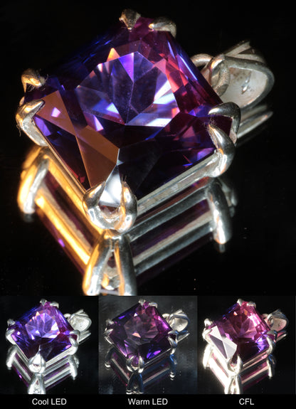 Faceted Square Cut Purple Sapphire Pendant