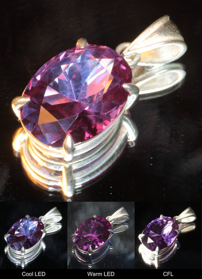 Faceted Oval Cut Purple Sapphire Pendant