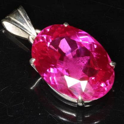 Faceted Magenta Ruby Oval Pendant 