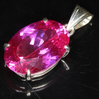 Faceted Pink Ruby Oval Pendant 