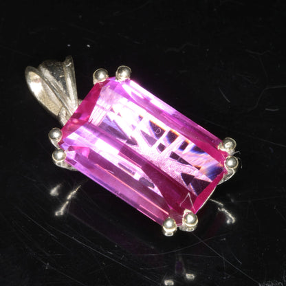 Faceted Pink Ruby Pixel Pendant 