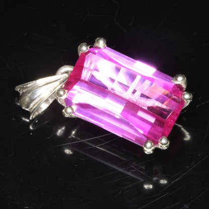 Faceted Pink Ruby Pixel Pendant 