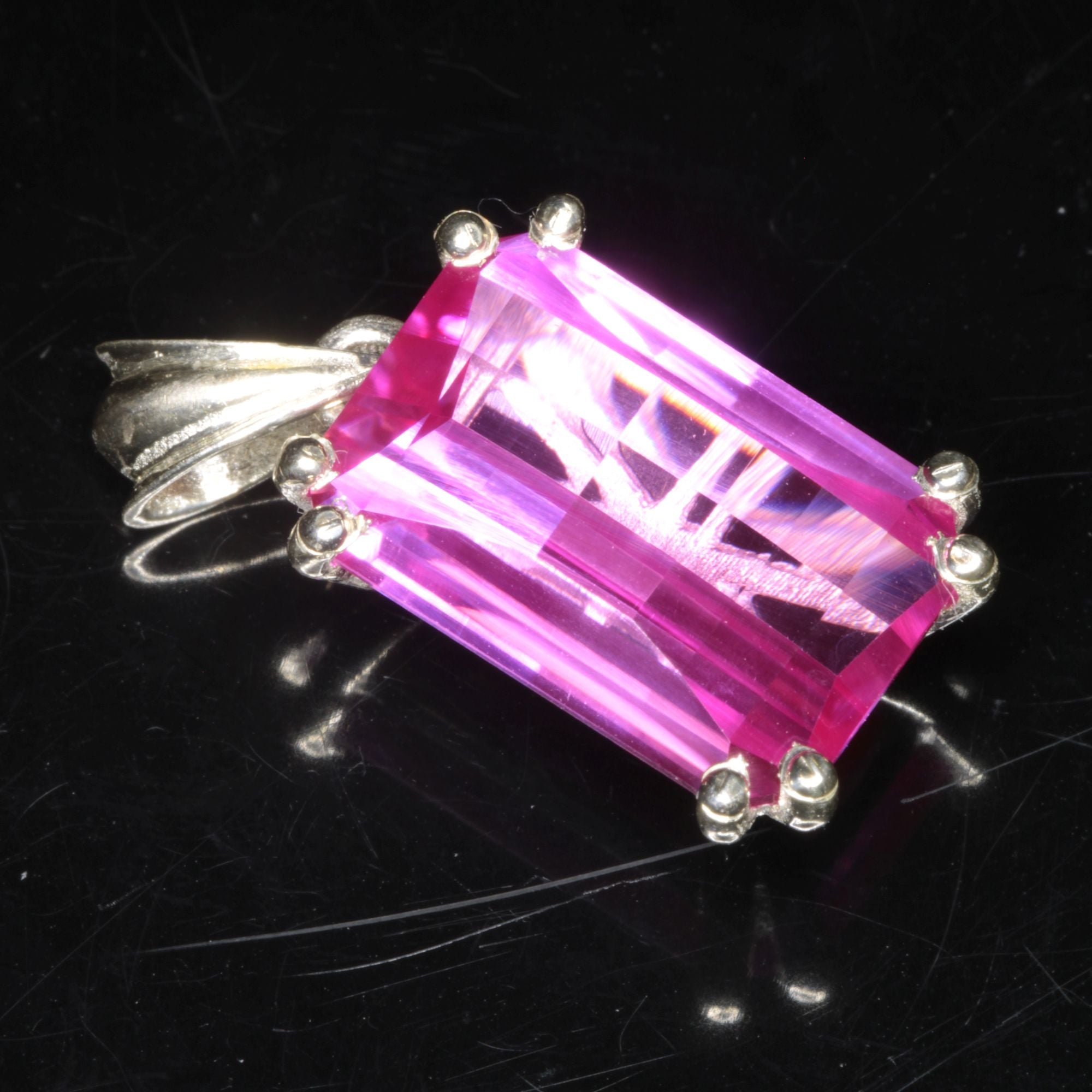 Faceted Pink Ruby Pixel Pendant