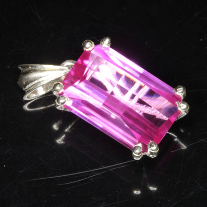 Faceted Pink Ruby Pixel Pendant 