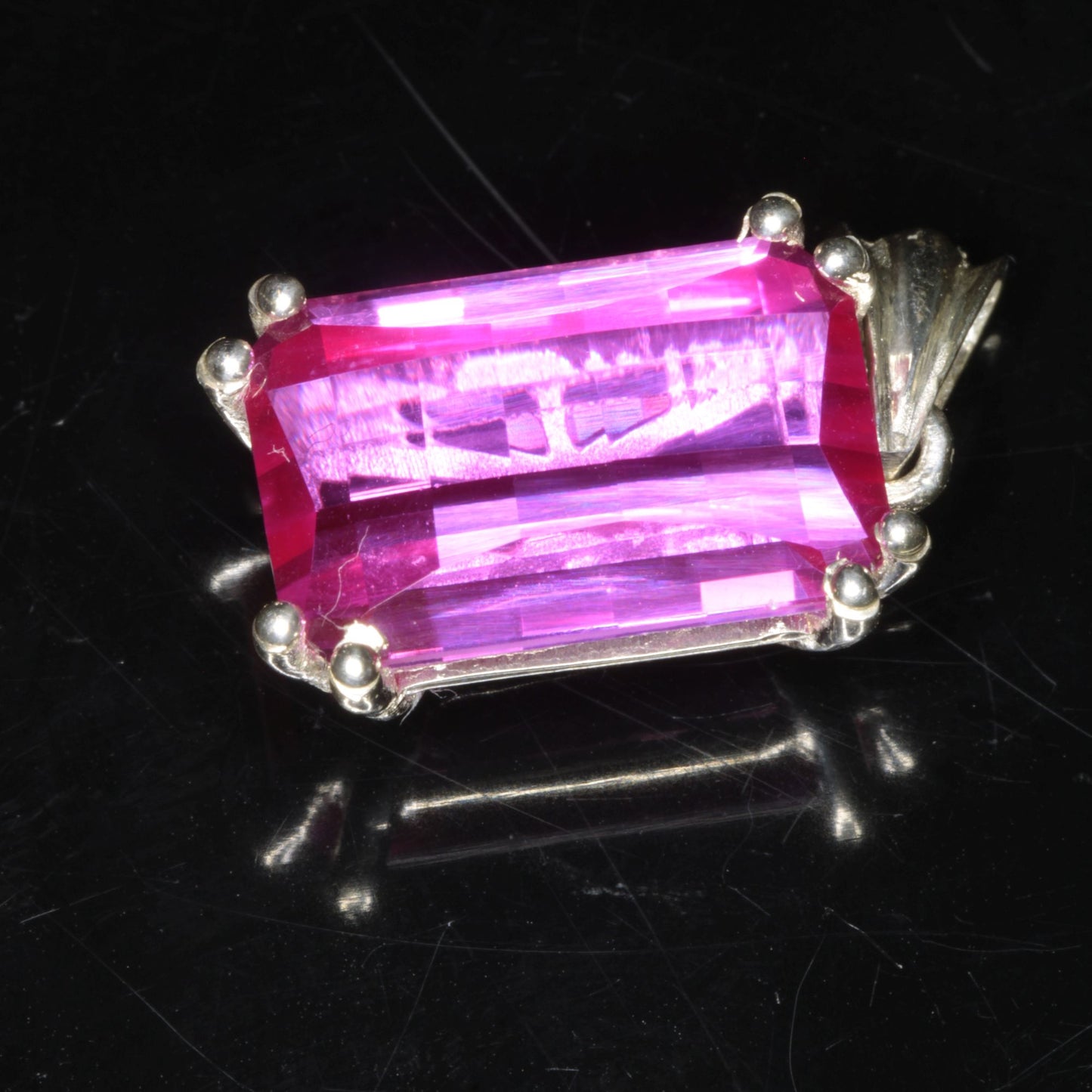 Faceted Pink Ruby Pixel Pendant 