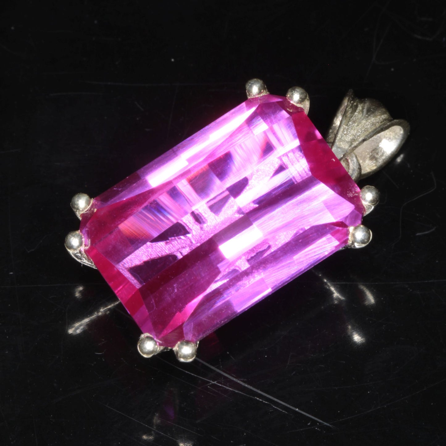 Faceted Pink Ruby Pixel Pendant 